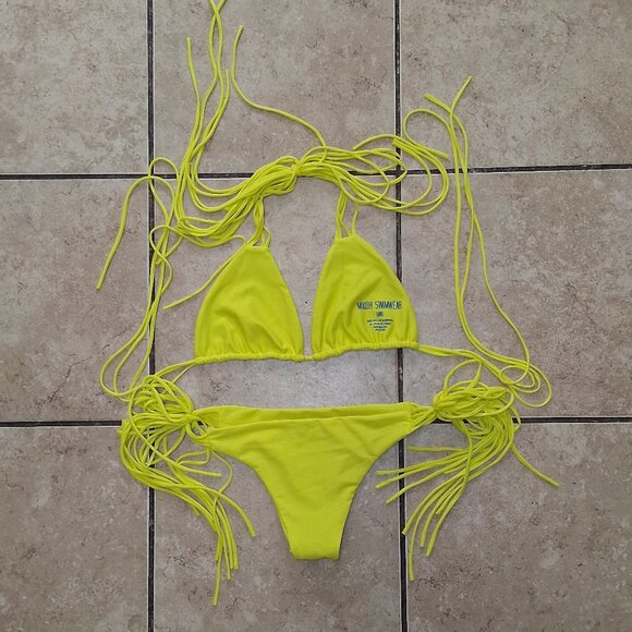 MIKOH Bright Yellow Bikini Top(Size Large) and Bottom9Size Small) - Picture 5 of 6